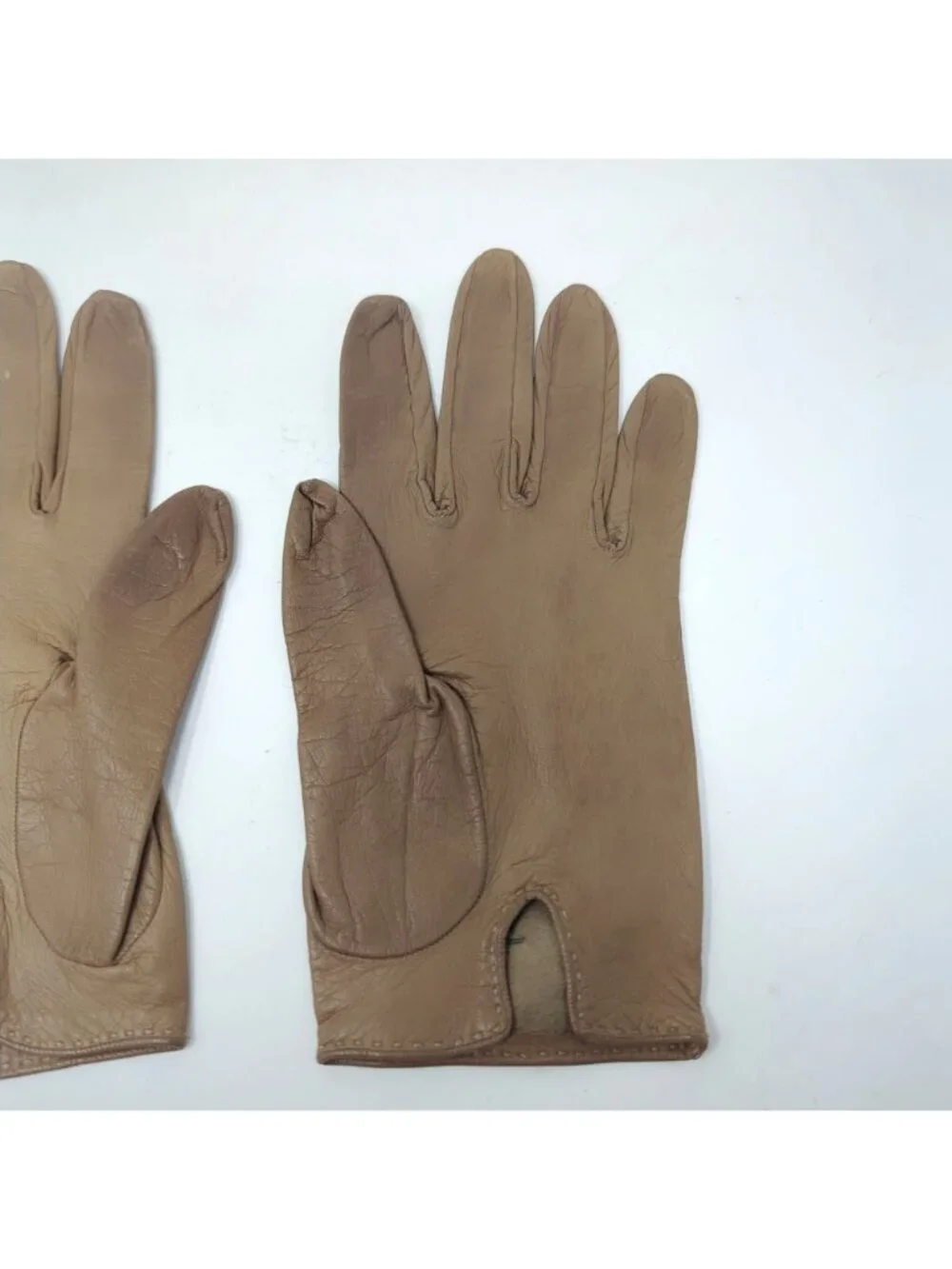 Vintage 60s Lionel Le Grand Tan Gloves 7 Leather Wrist Neiman Marcus